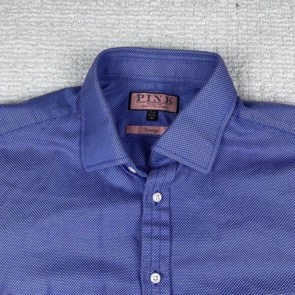 Thomas Pink Prestige Dress Shirt 17-35 Blue / Purple Crossed line French Cuffs * - Picture 2 of 16